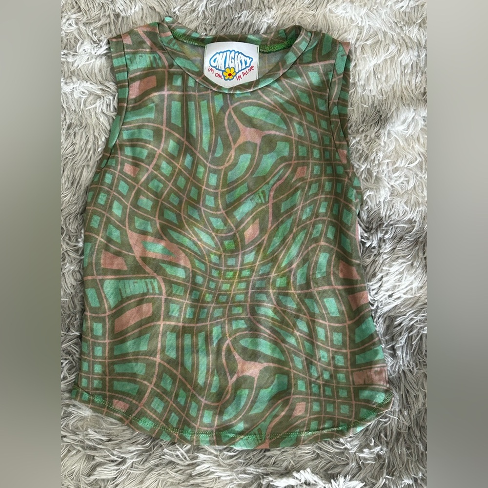 Omighty QWERTY Green Mesh Tank Top